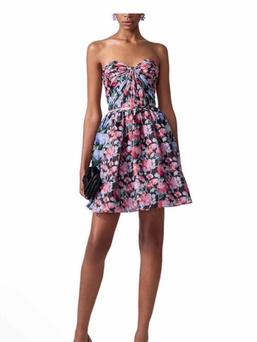 Carolina Herrera sweetheart floral strapless silk dress in size 0
